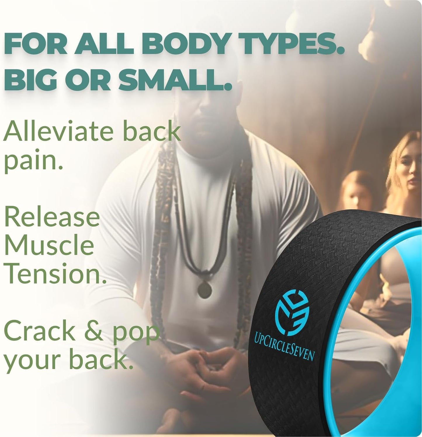Back Roller & Yoga Wheel - Relieve Lower & Upper Back Pain & Stiffness - Therapeutically Stretch, Mobilize & Decompress Your Spine - Increase Mobility, Flexibility & Alignment
